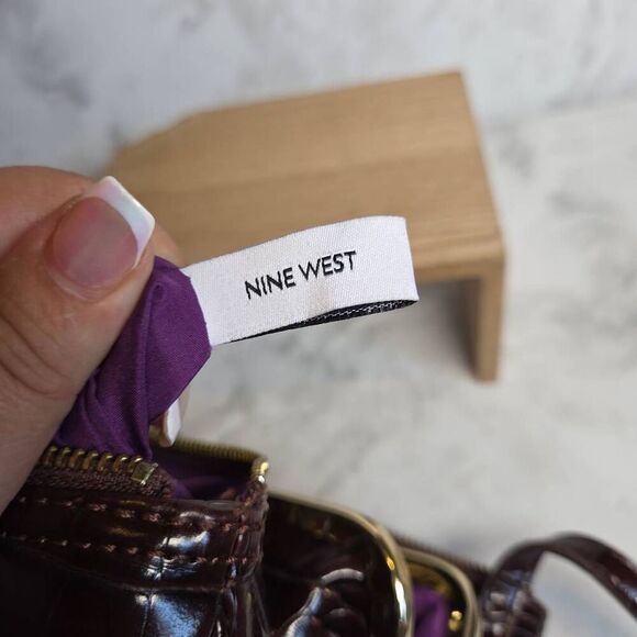 Nine West Kiss-Poptop Brown Crossbody Croc Alligator Bag - Picture 9 of 9